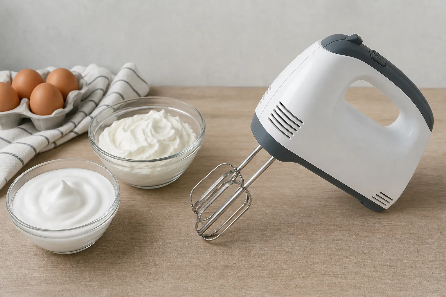 Handmixer zum Schlagen von Sahne und Eiweiss korrekt einsetzen